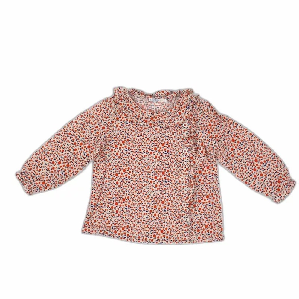 Bout’chou cotton girls orange blossom blouse - 12 months